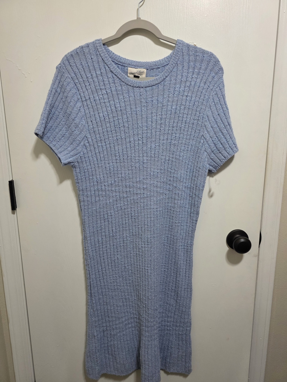 Universal Thread Blue Ribbed Knit Short Sleeve Sweater Mini - Picture 2 of 5